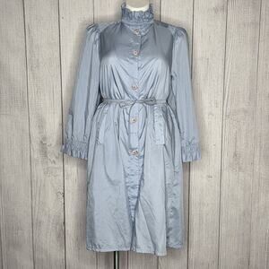 Vintage Prairie Trench Coat High Neck Belted Edwardian Style, size L / XL